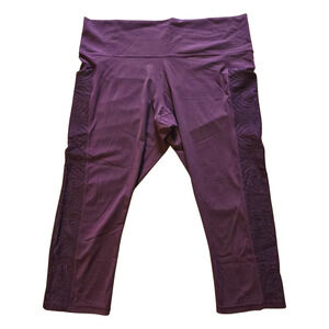 Athleta Women’s Salutation Stash Pocket II Lace 7/8 Legging Maroon, Size 3XL